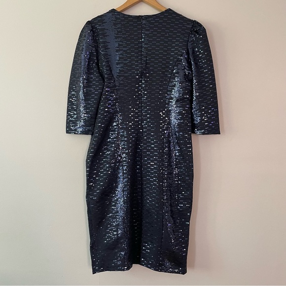 NEW Guillaume Navy Blue Luxe Sequin Dress with Puff Shoulder Size Large (bin 1Z) - Picture 5 of 8